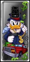 Силиконовый чехол на Xiaomi Redmi Note 9 Pro / Сяоми Редми Нот 9 Про "Scrooge McDuck with a Gold Chain", прозрачный