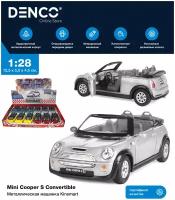 Металлическая машинка игрушка 1:28 Mini Cooper S Convertible инерционная / Серебристый