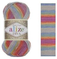 Пряжа Alize Diva Batik оранжево-малиново-бежево-зелёно-синий (3242), 100%микрофибра, 350м, 100г, 2шт