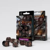 Набор кубиков Q-workshop Dragons Modern Dice Set Black & copper