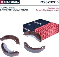 Колодки тормозные Renault Logan 04- (+ABS), Peugeot 206 98-; Lifan Breez задние барабанные Marshall