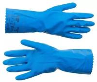 Перчатки латексные с хлопковым напылением КЩС 2 Unitec RF1, цвет: голубой, размер L(9), 1 пара