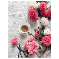 Paintboy Гвоздики, розы, кофе картина по номерам 40х50