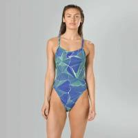 Купальник спортивный Speedo WaltzerWhizz All Over Turnback Women's голубой/зеленый