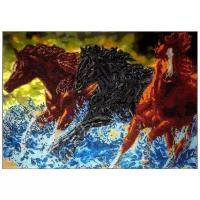 Набор для вышивания бисером FeDi "Бегущие лошади", 35,5x48,5 см