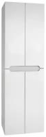 Пенал Dreja QL50, 50 см, подвесной/напольный, 4 дверцы, 4 стеклянные полки, белый глянец