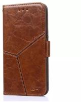 Чехол-книжка Чехол.ру для Nokia 7 Plus прошитый по контуру с необычным геометрическим швом коричневый