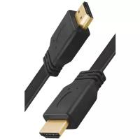 HDMI кабель - HDMI FaisON KH-43 QUICK, 2.0м, плоский, пластик, силикон, версия 1.4, 3D, 1080P, цвет: чёрный