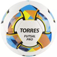 Мяч футзальный Torres Futsal Pro арт. FS32024 р.4 32 панелв. PU-Microfiber, 4 подкл. слоя, ручная сшивка, белый-золотой-черный