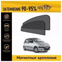 Каркасные автошторки ALTEO PREMIUM на Daewoo Matiz, 1рестайлинг (2000-2015) на передние двери на магнитах с затемнением 90-95%