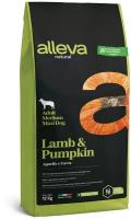 Сухой корм для собак ALLEVA NATURAL ADULT LAMB & PUMPKIN MEDIUM/MAXI Аллева Натурал для взрослых собак средних и крупных пород с ягненком и тыквой 12 кг