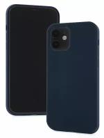 Чехол для iPhone 12 mini Kruche Silicone Midnight blue, противоударный пластиковый кейс, защитный силиконовый бампер, софттач накладка с защитой камеры