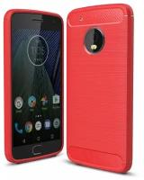 Чехол-накладка Carbon Fibre для Motorola Moto G5 Plus (красный)