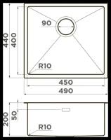 Кухонная мойка Omoikiri Taki 49-U/IF-GM нерж. сталь/вороненая сталь