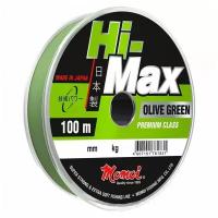 Монофильная леска для рыбалки Momoi Hi-Max Olive Green 0,20 мм, 4,5 кг, 100 м, оливковая, 1 штука