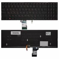 Клавиатура для ноутбука Asus G501, G501J, G501JW, G501V, G501VW, N501, N501J, N501JW, N501V, N501VW, Q501, UX501, черная, кнопки красные, с подсветкой