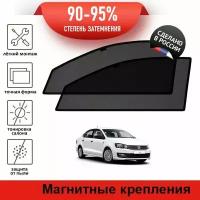 Каркасные шторки LATONIK PREMIUM на Volkswagen Polo 5 рестайлинг (2015-2020) седан на передние двери на магнитах с затемнением 90-95%