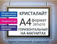 Тонкая панель световая светодиодная кристалайт односторонняя подвесная формат А4 горизонтальная