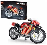Конструктор TECHNIC (Техник) - Красный гоночный мотоцикл / Развивающий набор для мальчиков, 496 деталей (Science and technology building block series)