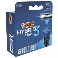Сменные кассеты Bic 3 Flex Hybrid, синий, 8 шт