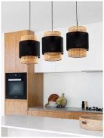 Подвесной светильник TK Lighting 6541 Boho Black, цвет бежевый / черный, 3 плафона, IP20