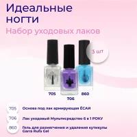 Набор уходовых лаков для ногтей + удалитель кутикулы MASURA (705-706-860) 3 шт * 12 мл