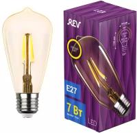 REV Лампа светодиодная REV LED FILAMENT VINTAGE, ST64, E27, 7 Вт, 2700 K, теплый свет