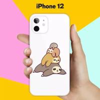 Силиконовый чехол на Apple iPhone 12 3 ленивца / для Эпл Айфон 12