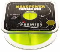 Леска Preмier fishing MONOPOWER SPINNING, d=0.4 мм, тест 13.1 кг, 100 м, флуор. желтая 9661078