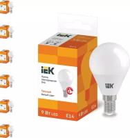 Светодиодная лампа IEK ECO 9W эквивалент 75W 3000K 810Лм E14 шар (комплект из 6 шт)