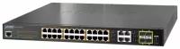 Управляемый коммутатор для рабочих групп Planet IPv6/IPv4, 24-Port Managed 802.3at POE+ Gigabit Ethernet Switch + 4-Port Gigabit Combo TP/SFP (220W)