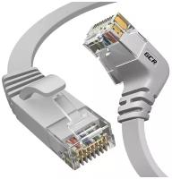 Патч-корд PROF плоский верхний угол UTP cat.6 10 Гбит/с RJ45 LAN для интернета медный контакты 24K GOLD (7754610), белый, 1.0м