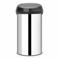 Мусорный бак Brabantia Touch Bin, 60л, полированная сталь с чёрной крышкой 402586