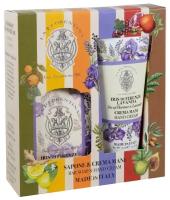 La Florentina Box Set Bar Soap & Hand Cream Iris of Florence & Lavender Набор на основе масел ши и оливы с экстрактами Флорентийского ириса и Лаванды Мыло натуральное 106 гр + Крем для рук 75 мл