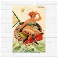 Постер "Хильда на лодке. Дуэйн Брайерс", 30x40 см, бумага