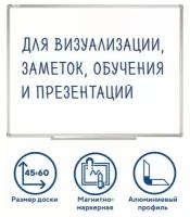 Доска магнитно-маркерная 45x60 см, алюминиевая рамка, Польша, STAFF Profit (237720)