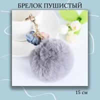 Брелок из искусственного меха с цветами