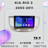 Штатная магнитола TS7 ProMusiс/Kia RIO 2/Киа рио 2/Кия рио/Киа рио/Кия/2+32GB/ магнитола Android 10/2din/ головное устройство/ мультимедиа/