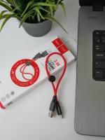 Кабель короткий Hoco X21plus USB на microUSB, 2.4A, 0,25 метров красный, для powerbank, зарядки гаджетов и передачи данных