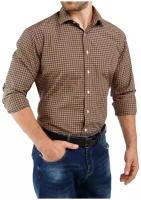 Рубашка мужская WOMEN MEN клетка, коричневый рост 170-176 размер 40