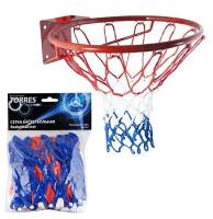 Комплект 2 штук, Сетка баскетбольная Torres, нить 4 мм, бело-сине-красная,SS11050