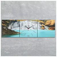 Часы настенные, модульные, серия: Природа, "Лесной водопад", 35х105 см 1741402