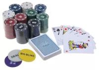 Набор для покера Sima Land (карты 2 колоды микс, фишки 200 шт.), с номиналом, 60 х 90 см
