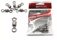 Вертлюг Namazu ROLLING RIBBED SWIVEL, латунь, цв. BN, р. 9, test-6 кг (уп.10 шт)