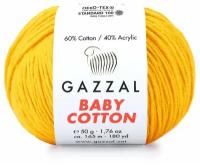 Пряжа Gazzal Baby Cotton (Газзал Беби Коттон) - 1 моток Желток (3417) 60% хлопок, 40% акрил 165м/50г