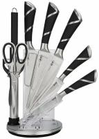 Набор ножей кухонных ZEIDAN на подставке 9 предметов, черный