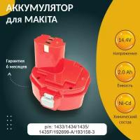 Аккумулятор для MAKITA (p/n: 1433/1434/1435/1435F/192699-A/193158-3), 2.0Ah 14.4V Ni-Cd