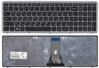 Клавиатура для ноутбука Lenovo IdeaPad Flex 15 G505A черная с серой рамкой