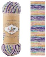 Пряжа Alize Superwash Artisan (Ализе Супервош Артизан) - 1 моток, Фиолетовый, розовый, белый (9003), 75% шерсть супервош, 25% полиамид, 420м/100г