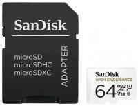 Карта памяти 64Gb MicroSD SanDisk High Endurance + SD адаптер (SDSQQNR-064G-GN6IA)